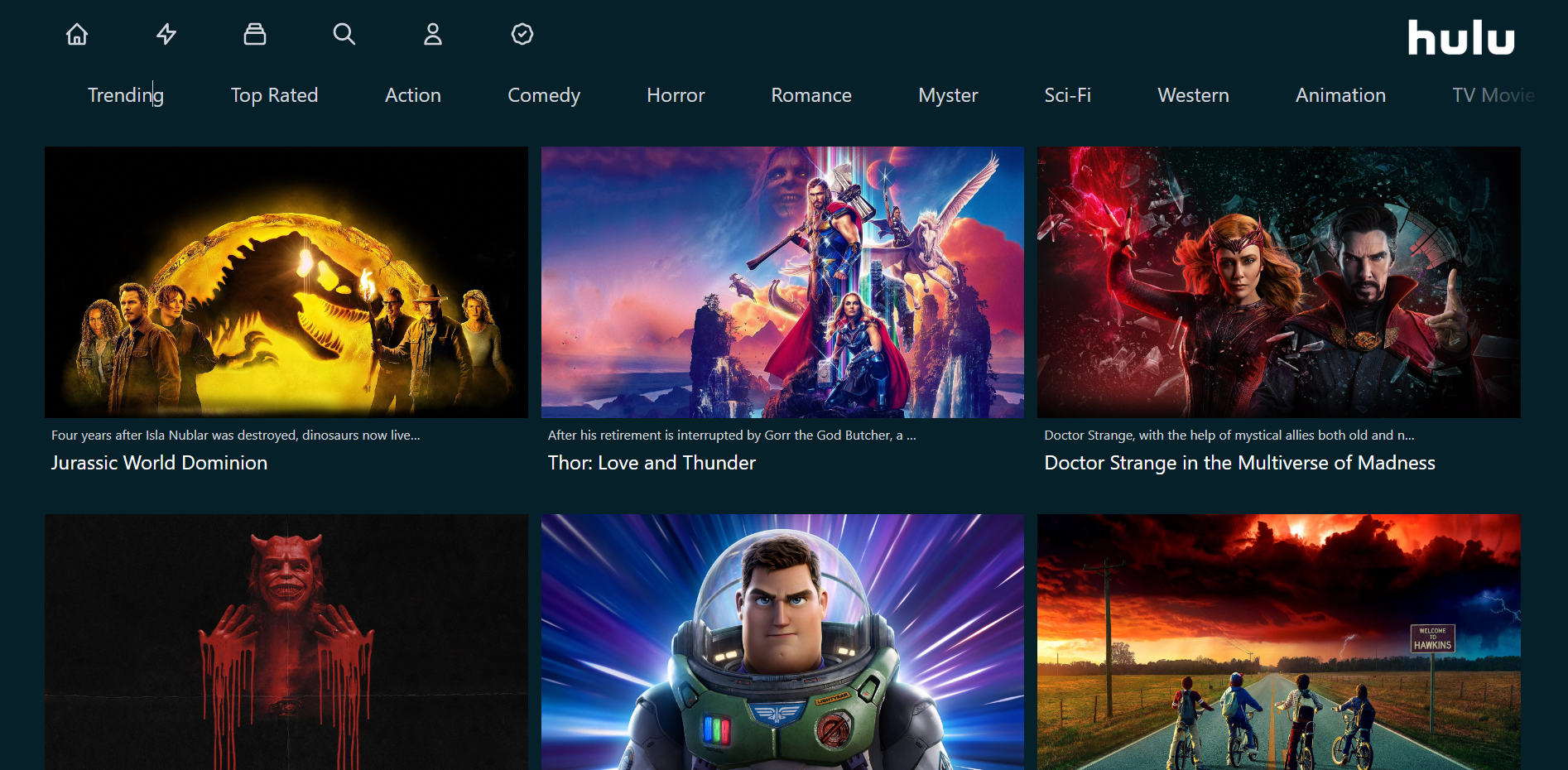 Hulu landing page